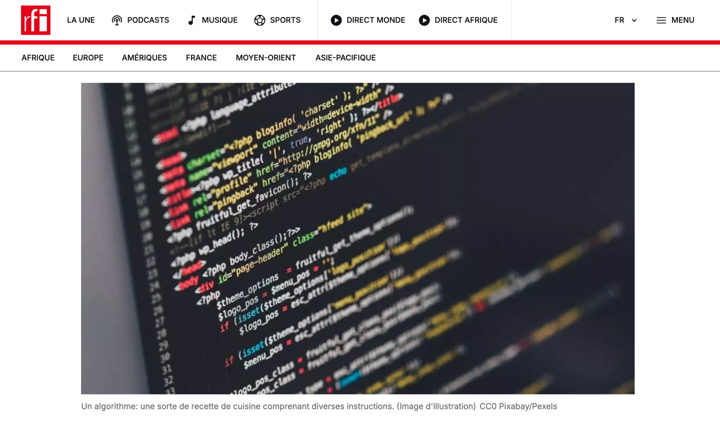 Entretien RFI : Comment expliquer ce qu’est un algorithme ?
